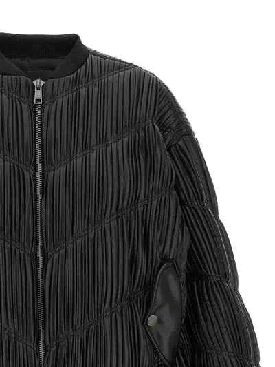 Rotate Birger Christensen Pleated Bomber Jacket In Black