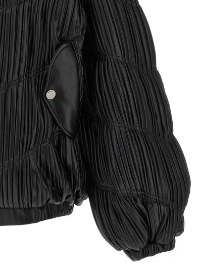 Rotate Birger Christensen Pleated Bomber Jacket In Black