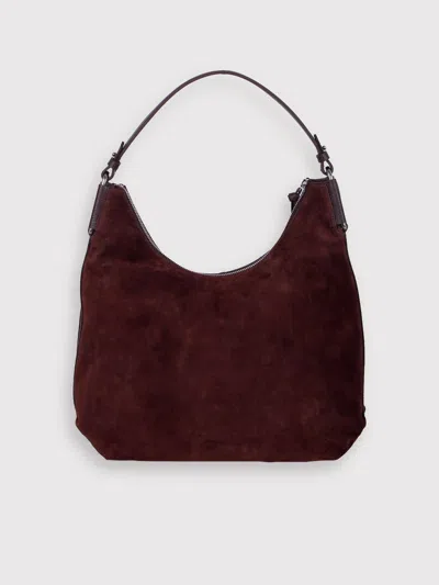 Coccinelle Spacious Brown Suede Handbag With Zip Fastening In Brown
