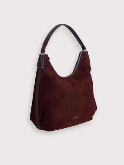 Coccinelle Spacious Brown Suede Handbag With Zip Fastening In Brown