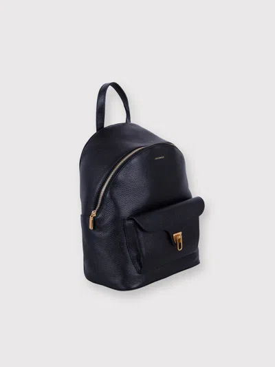 Coccinelle Minimalist Zip-closure Backpack With External Pocket In Black