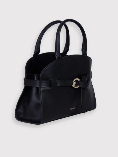Coccinelle Medium Sabine Belted Cowhide Tote Bag In Black