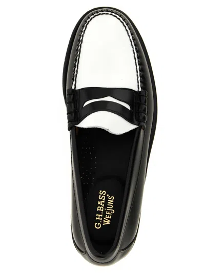 Gh Bass Round Toe Loafers With Two-tone Penny Strap In White