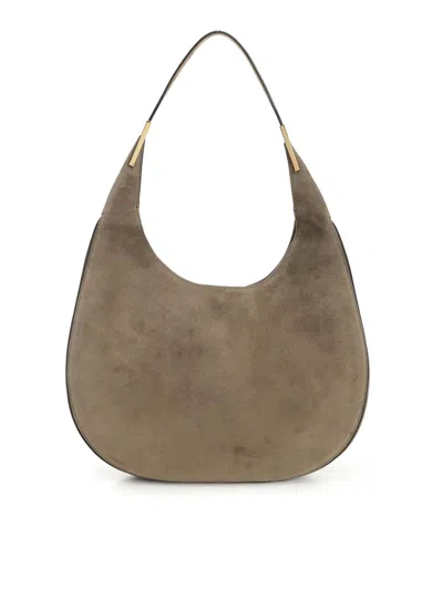 Savette Suede Crescent Shoulder Bag In Brown