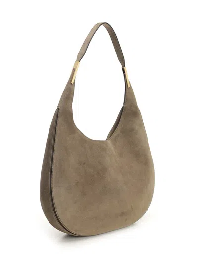 Savette Suede Crescent Shoulder Bag In Brown