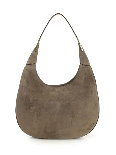 Savette Suede Crescent Shoulder Bag In Brown