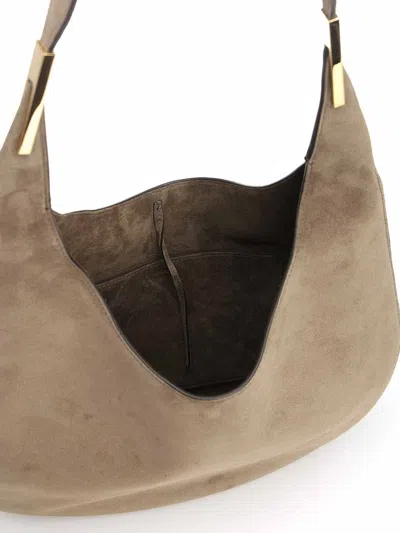 Savette Suede Crescent Shoulder Bag In Brown
