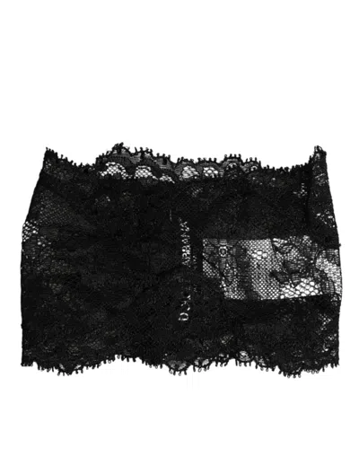 Dolce & Gabbana Black Lace Bandeau Bustier Top Sheer Stretch Underwear In Black