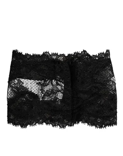 Dolce & Gabbana Black Lace Bandeau Bustier Top Sheer Stretch Underwear In Black