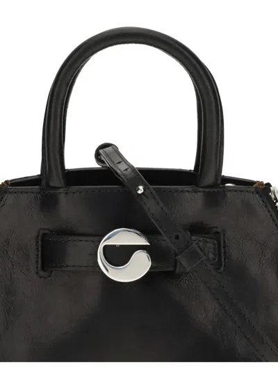 Coperni Structured Shoulder Bag Circular Clasp In Black