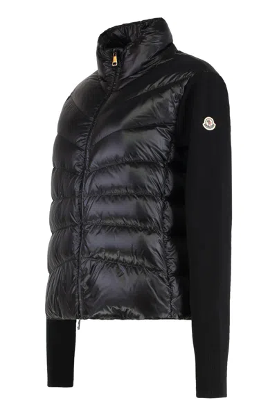 Moncler Cardigan With Padded Panels In Black