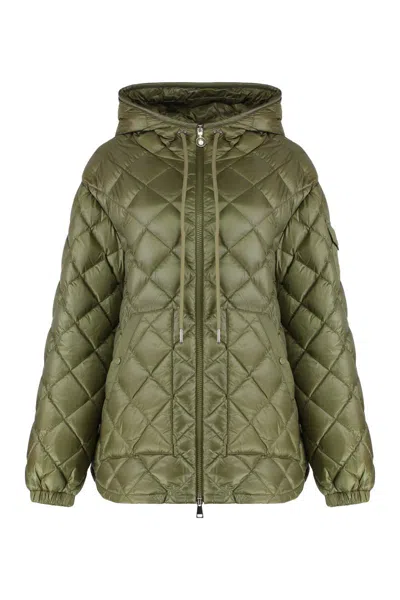 Moncler Hooded Quilted Nylon Down Jacket In Green