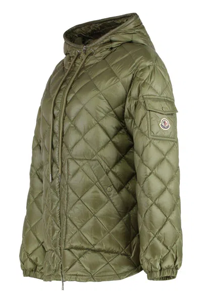 Moncler Hooded Quilted Nylon Down Jacket In Green