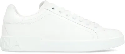 Dolce & Gabbana Portofino Leather Low-top Sneakers In White