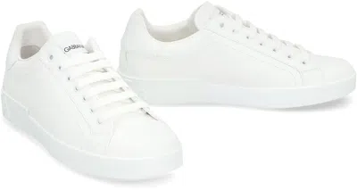 Dolce & Gabbana Portofino Leather Low-top Sneakers In White