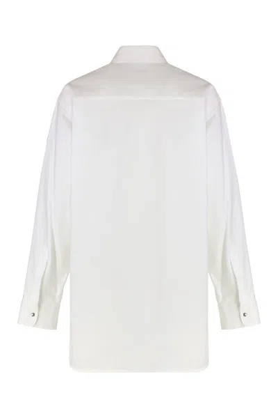 Moncler Polo Neck Cotton Poplin Shirt In White