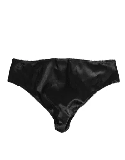 Dolce & Gabbana Black Satin Stretch Slip Brief Women Underwear In Black