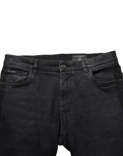 Dolce & Gabbana Black Slim Fit Stretch Men Denim Pants Jeans In Black