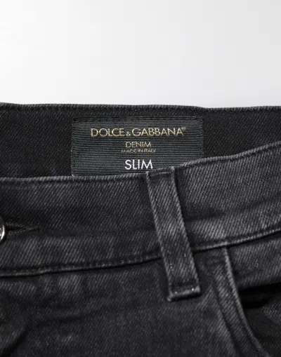 Dolce & Gabbana Black Slim Fit Stretch Men Denim Pants Jeans In Black