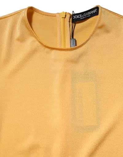 Pre-owned Dolce & Gabbana Gold Yellow Stretch Long Sleeve Bodysuit Women's Dress ()