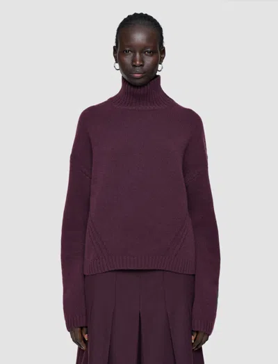Joseph Luxe Cashmere High Neck Jumper In Purple