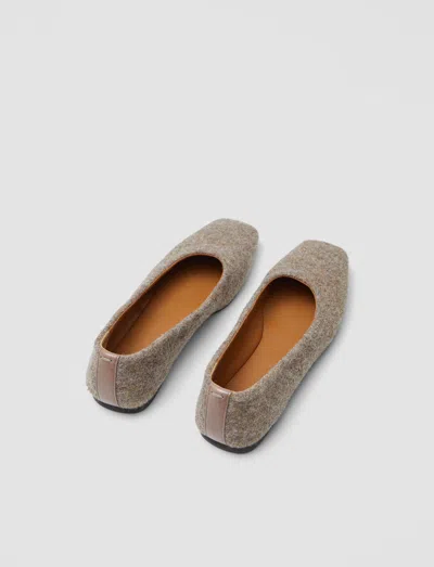 Joseph Textured Wool Ballerinas In Neutral