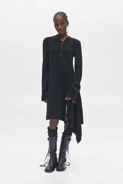 Ann Demeulemeester Cordule Lace-up Serafino Dress In Black