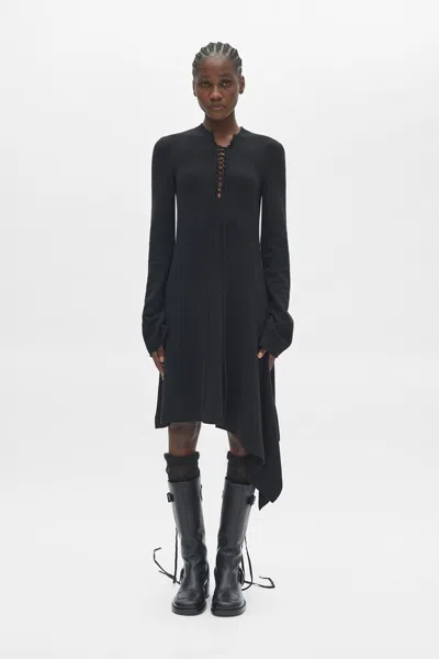 Ann Demeulemeester Cordule Lace-up Serafino Dress In Black