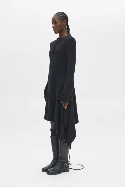 Ann Demeulemeester Cordule Lace-up Serafino Dress In Black