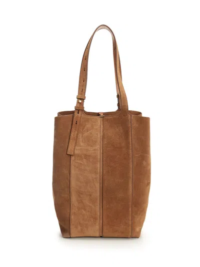 Golden Goose 24.7 Fringed Palmellato Leather And Suede Body Gold Metal Details Handbags Brown In Brown