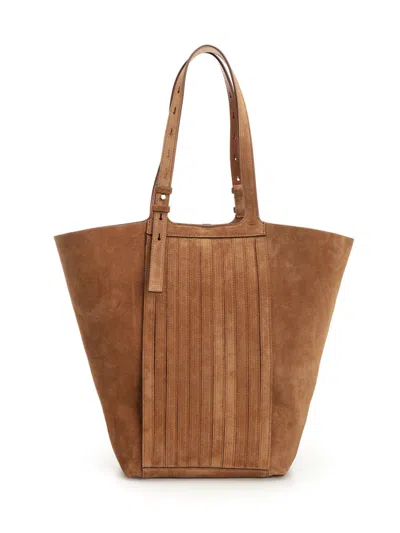 Golden Goose 24.7 Fringed Palmellato Leather And Suede Body Gold Metal Details Handbags Brown In Brown