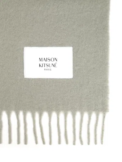 Maison Kitsuné Green Soft Fabric Scarf With Versatile Rectangular Shape In Green