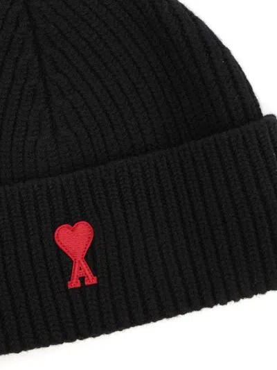Ami Alexandre Mattiussi Ami Paris Women Ami De Coeur Wool Beanie In Black