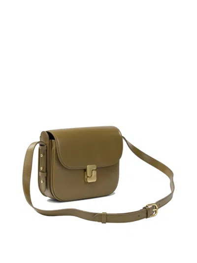 Soeur Crossbody Bag Adjustable Strap Leather Finish In Green
