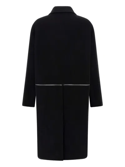 Rick Owens Long Sleeve Collared Coat Front Pockets In Black