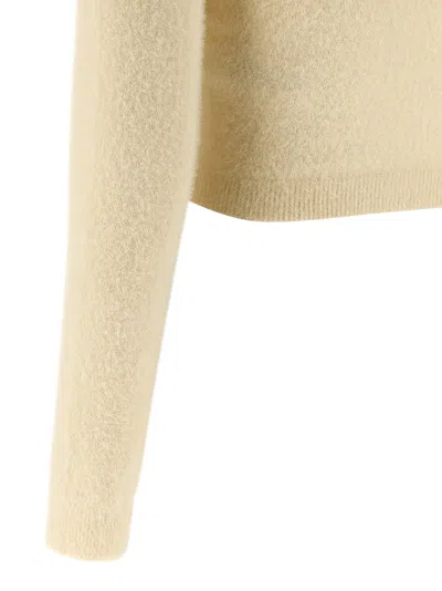 Elisabetta Franchi Brushed Insert Turtleneck Sweater Sweaters And Cardigans White In Neutral