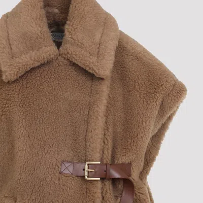 Max Mara Newabavo Shearling Coat In Brown