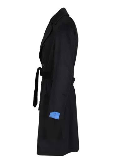 Guarinucci Cappotto 2 Petti Cintura 100 Cachemire Jackets Blue In Black