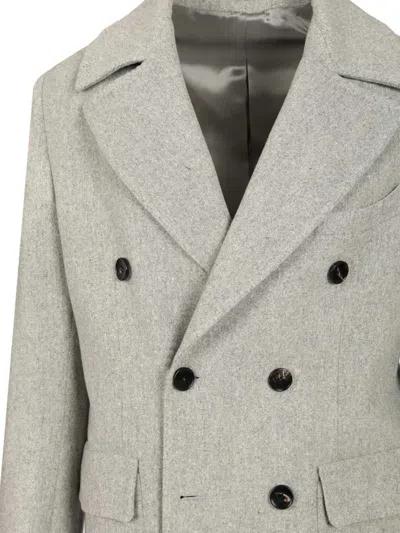 Guarinucci Cappotto 2 Petti Ulster 100 Lana Jackets Grey In Gray