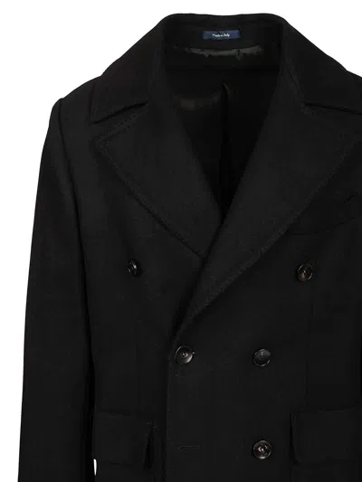 Guarinucci Cappotto 2 Petti Ulster 100 Lana Jackets Black In Black