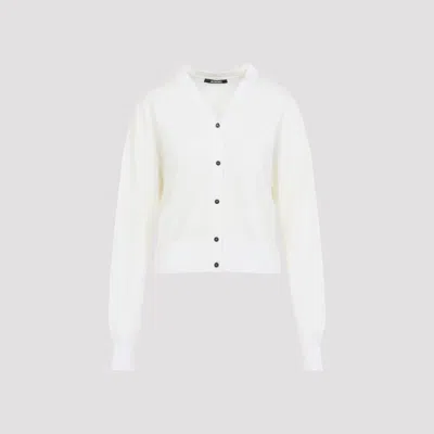 Jacquemus Knit Cardigan With Ribbed Cuffs And V-neckline In White