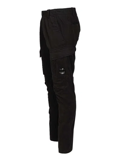 C.p. Company Cargo Pant In Stretch Satin Trousers Black In Black