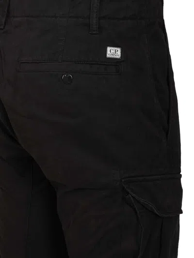 C.p. Company Cargo Pant In Stretch Satin Trousers Black In Black
