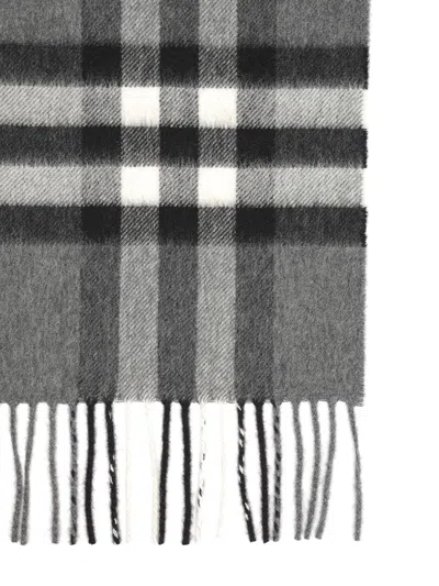 Burberry Cashmere Check Scarf Scarves And Foulards Grey In Gray