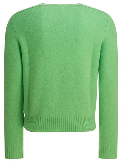 Tom Ford Felted Pure Cashmere Long Sleeves Crew Neck Sweater In Green