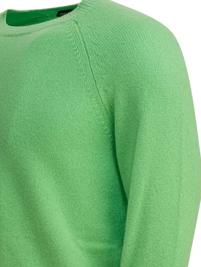 Tom Ford Felted Pure Cashmere Long Sleeves Crew Neck Sweater In Green