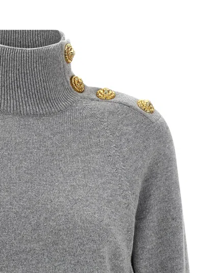 Balmain Cashmere Wool Sweater Sweaters And Cardigans Gray In Gray