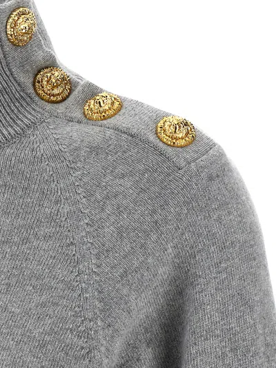 Balmain Cashmere Wool Sweater Sweaters And Cardigans Gray In Gray