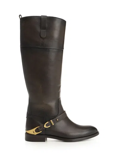Golden Goose Charlie Distressed Leather Upper With Accessories Boots Brown In Brown