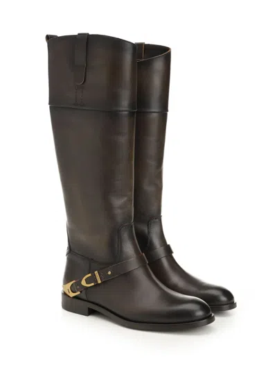 Golden Goose Charlie Distressed Leather Upper With Accessories Boots Brown In Brown